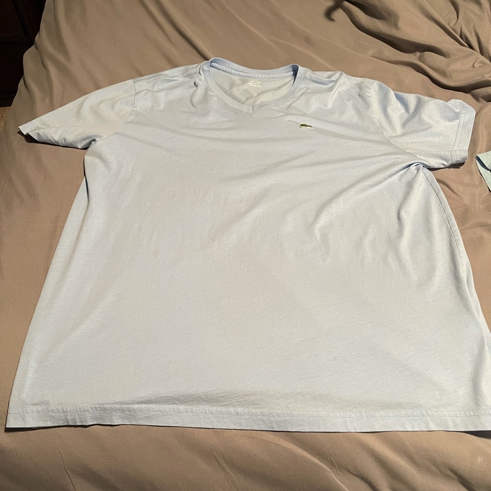 Lacoste t-shirt size 3xl. Light blue in color